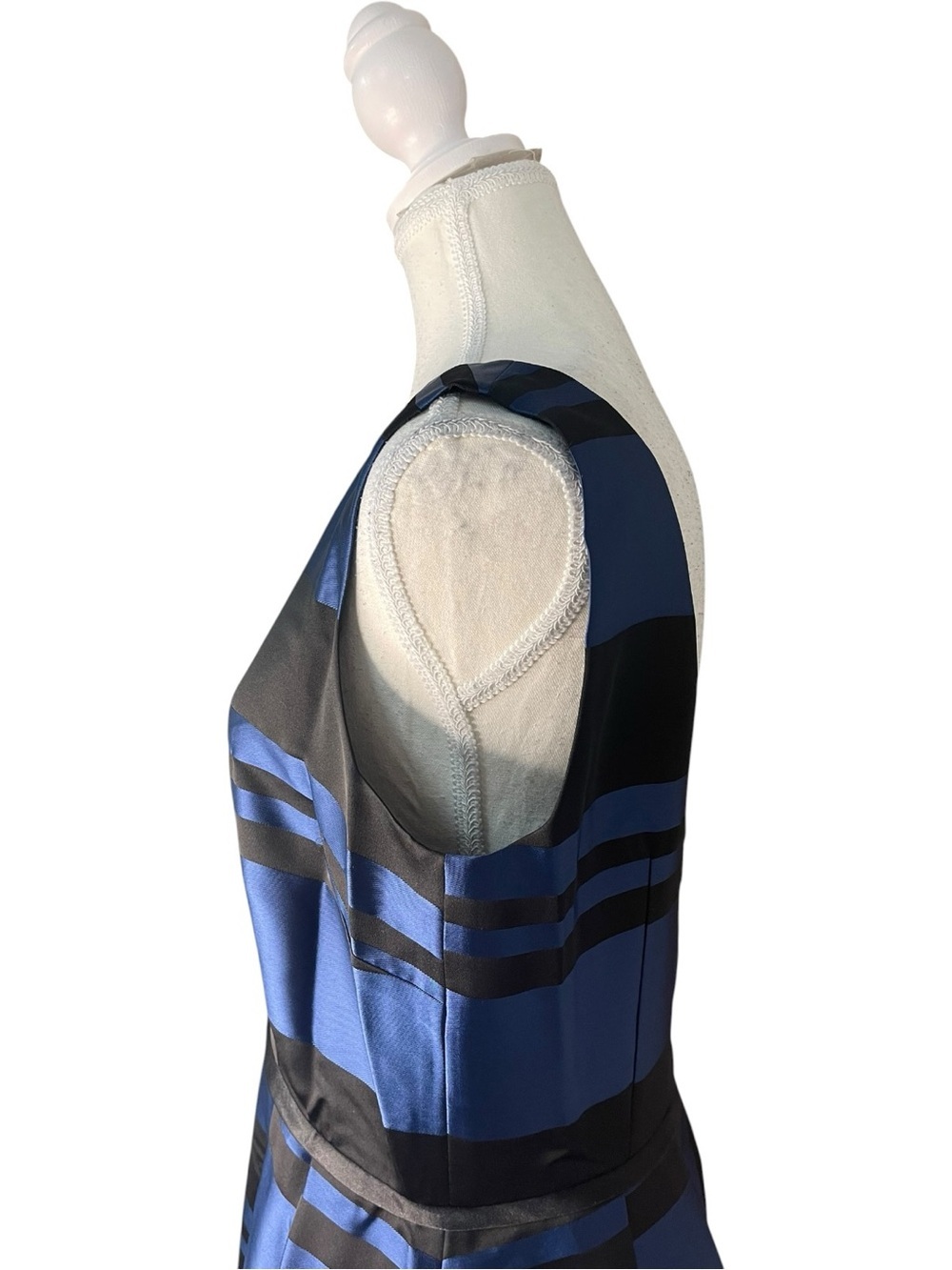 Southern Tide Fit and Flare Stripe Satin Dress Blue Black - Picture 5 of 16